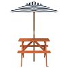vidaXL Table de pique-nique pour 4 enfants avec parasol bois de sapin