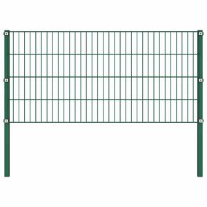 vidaXL Panneau de cl&ocirc;ture avec poteaux en fer 176,5 x 80 cm Vert