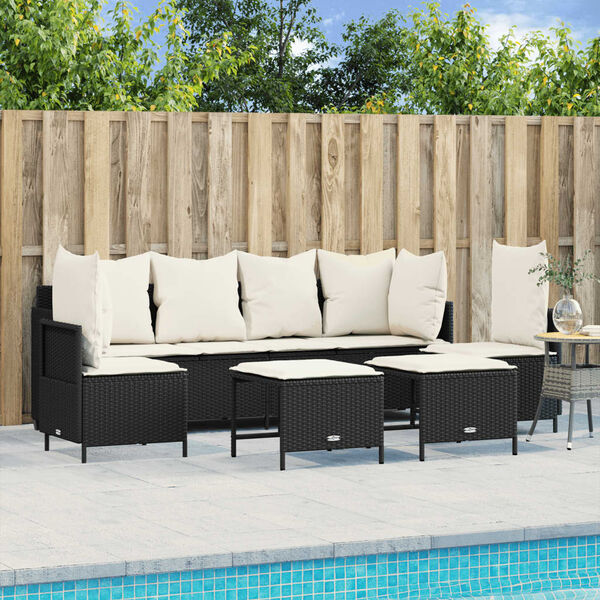 vidaXL Salon de jardin 5 pcs avec coussins noir r&eacute;sine tress&eacute;e