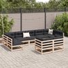 vidaXL Salon de jardin 9 pcs avec coussins bois de pin massif