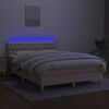 vidaXL Sommier &agrave; lattes de lit avec matelas LED Cr&egrave;me 140x190 cm Tissu