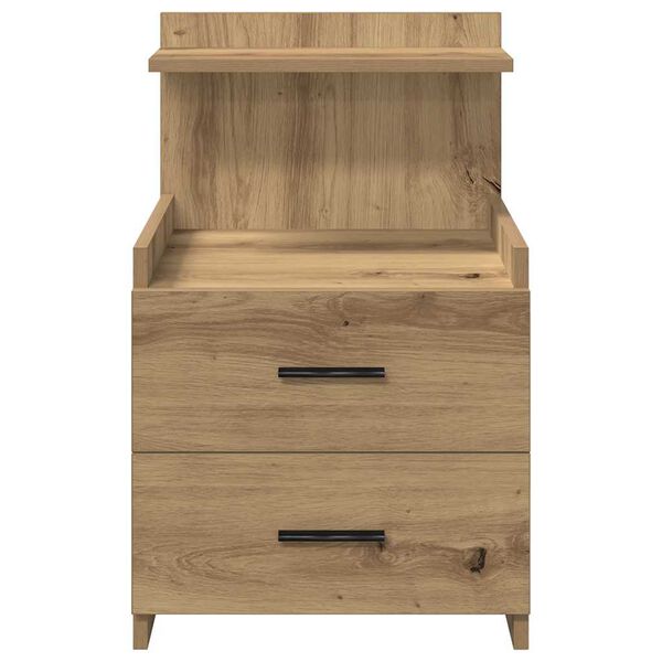 vidaXL Table de chevet avec 2 tiroirs Ch&ecirc;ne artisanal 40 x 36,5 x 62 cm