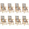 vidaXL Fauteuils pliants inclinables, 8 pi&egrave;ces, bois massif d'acacia gris