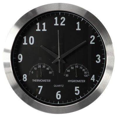 Perel Horloge murale 35,5 cm Noir et argenté
