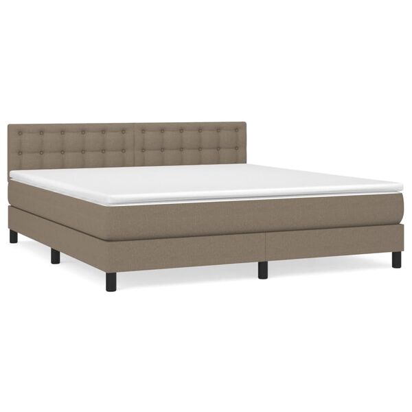 vidaXL Sommier &agrave; lattes de lit avec matelas Taupe 180x200 cm Tissu