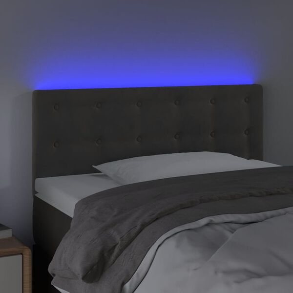 vidaXL T&ecirc;te de lit &agrave; LED Gris fonc&eacute; 100x5x78/88 cm Velours