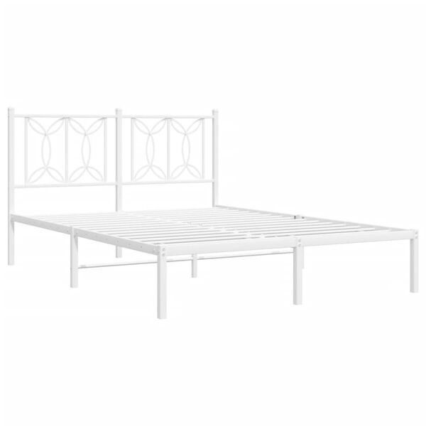 vidaXL Cadre de lit m&eacute;tal sans matelas et t&ecirc;te de lit blanc 140x190 cm