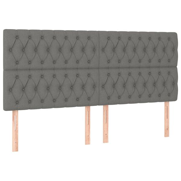 vidaXL T&ecirc;te de lit &agrave; LED Gris fonc&eacute; 200x7x118/128 cm Tissu