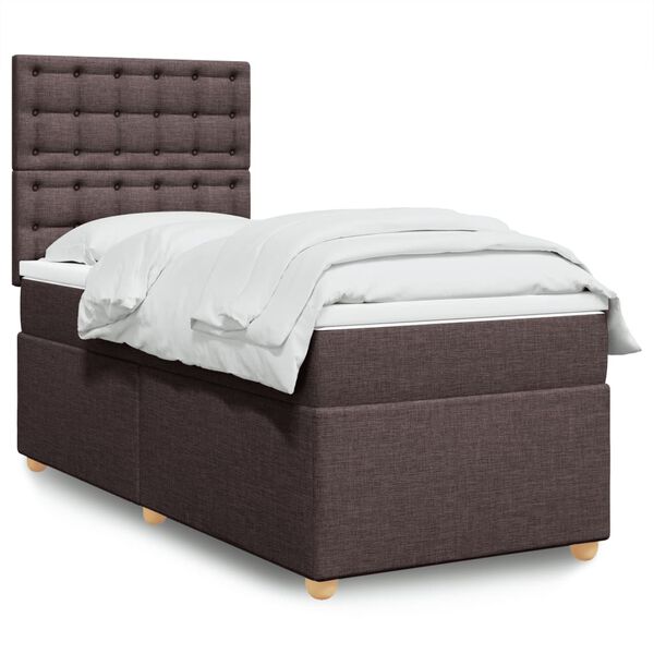 vidaXL Sommier &agrave; lattes de lit avec matelas Marron fonc&eacute; 100x200 cm