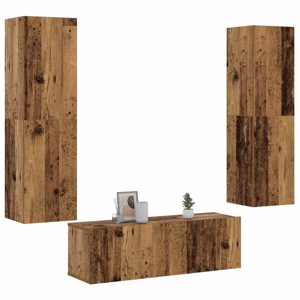 vidaXL Meubles TV muraux 3 pcs vieux bois bois d'ing&eacute;nierie