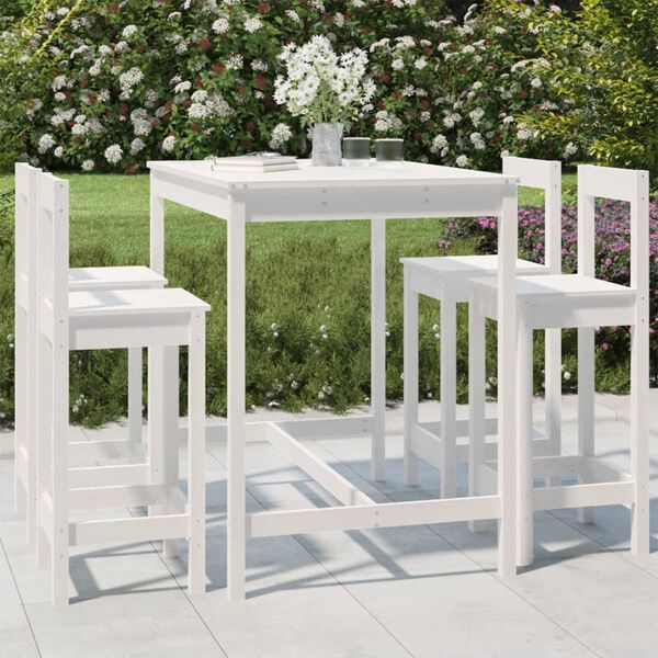 vidaXL Ensemble de bar de jardin 5 pcs blanc bois massif de pin