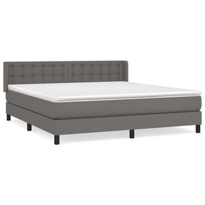 vidaXL Sommier &agrave; lattes de lit avec matelas Gris 160x200 cm Similicuir
