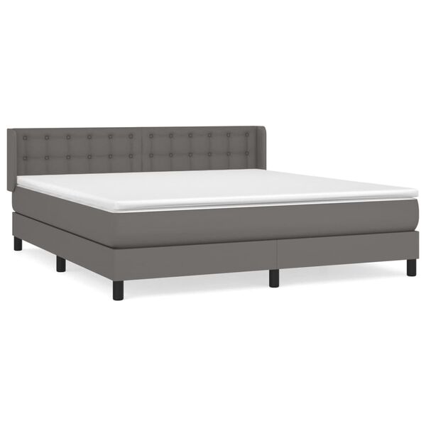 vidaXL Sommier &agrave; lattes de lit avec matelas Gris 160x200 cm Similicuir