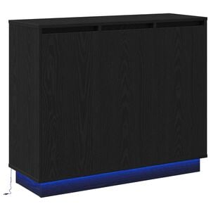 vidaXL Buffet LED Ch&ecirc;ne noir 90 x 32 x 75 cm Bois d'ing&eacute;nierie