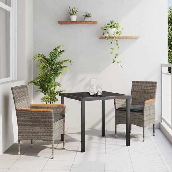 vidaXL Ensemble de salle &agrave; manger pour jardin 3 pcs Gris polyrotin