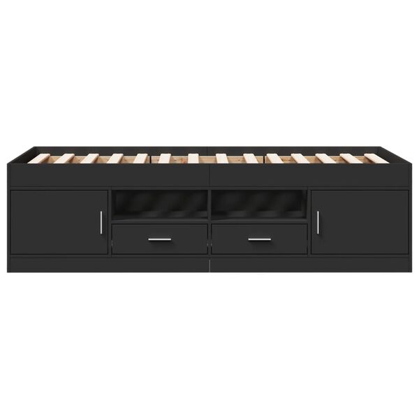 vidaXL Lit de jour avec tiroirs sans matelas noir 75x190 cm