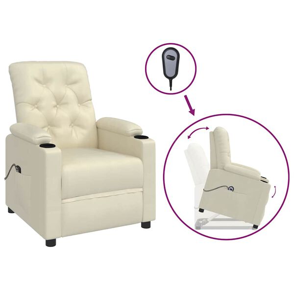 vidaXL Fauteuil Cr&egrave;me Similicuir