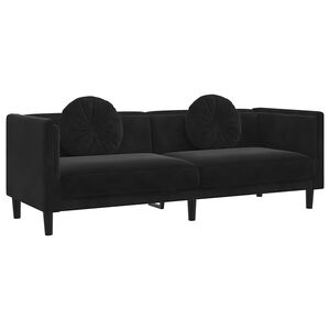 vidaXL Canap&eacute; avec coussins 3 places noir velours