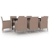 vidaXL Ensemble &agrave; manger de jardin coussins 9 pcs R&eacute;sine tress&eacute;e Verre