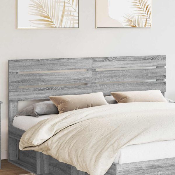 vidaXL T&ecirc;te de lit Gris Sonoma 200 cm Bois d'ing&eacute;nierie