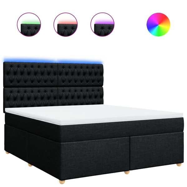 vidaXL Sommier &agrave; lattes de lit avec matelas Noir 180x200 cm Tissu