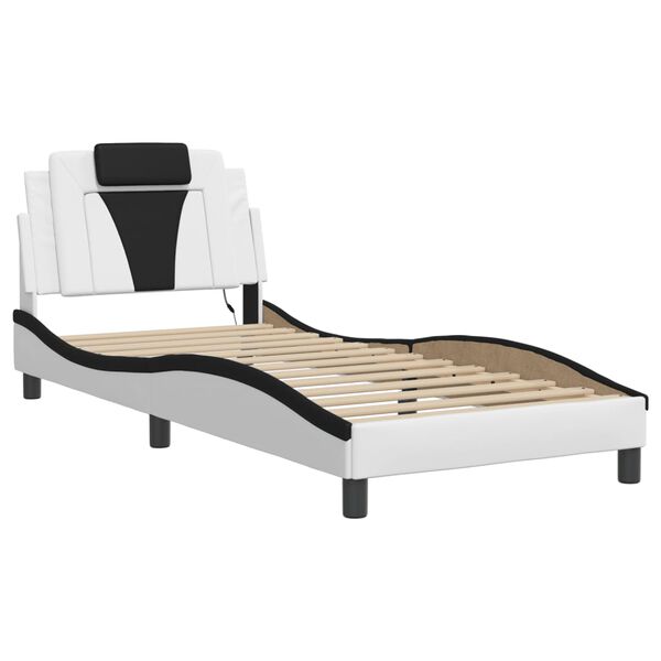 vidaXL Cadre de lit Viana avec LED sans matelas blanc et noir 80x200 cm