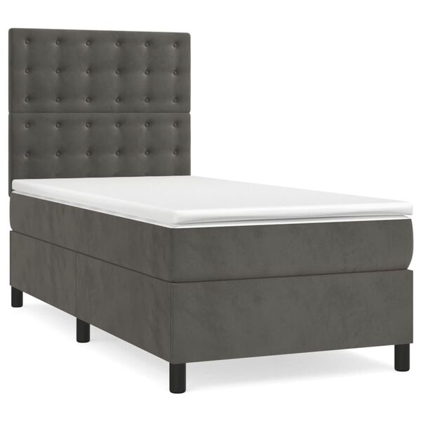 vidaXL Sommier &agrave; lattes de lit avec matelas Gris fonc&eacute; 100x200 cm