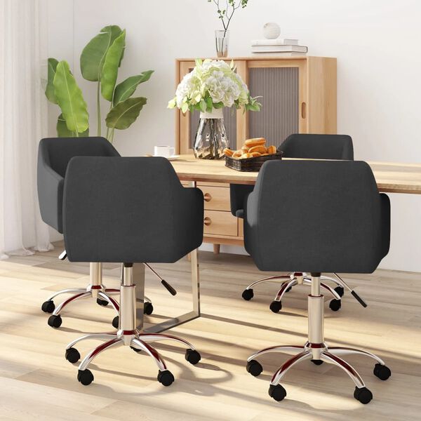 vidaXL Chaises pivotantes &agrave; manger lot de 4 Gris fonc&eacute; Tissu