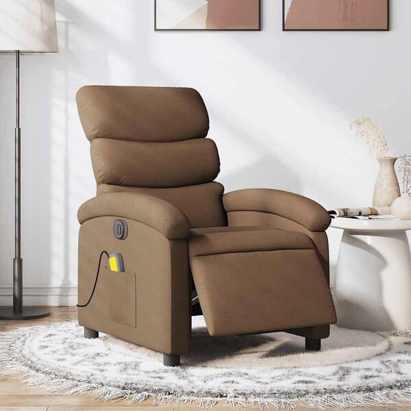 vidaXL Fauteuil inclinable de massage &eacute;lectrique marron tissu