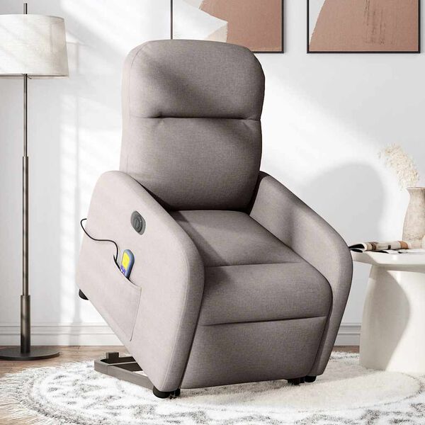 vidaXL Fauteuil inclinable de massage électrique Taupe Tissu