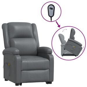 vidaXL Fauteuil de massage Gris Similicuir