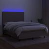vidaXL Sommier &agrave; lattes de lit et matelas et LED Taupe 140x190cm Tissu