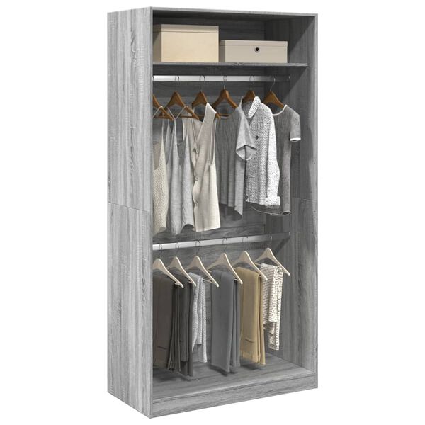 vidaXL Garde-robe sonoma gris 100x50x200 cm bois d'ing&eacute;nierie