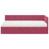 vidaXL Cadre de lit d'angle avec matelas 2 pcs Vert Velours