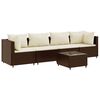 vidaXL Salon de jardin 5 pcs avec coussins Marron R&eacute;sine tress&eacute;e