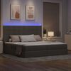 vidaXL Lit avec rangement et LED avec LED Taupe 200 x 200 cm Polyester