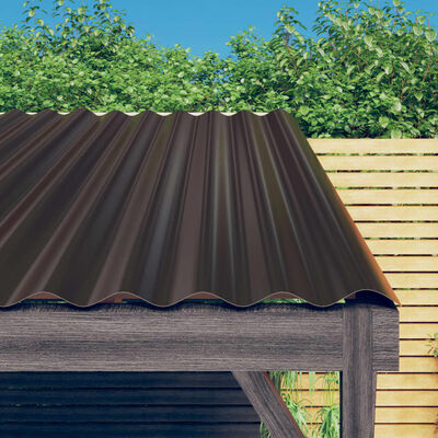 vidaXL Panneaux de toit 36 pcs Acier enduit de poudre Marron 60x36 cm