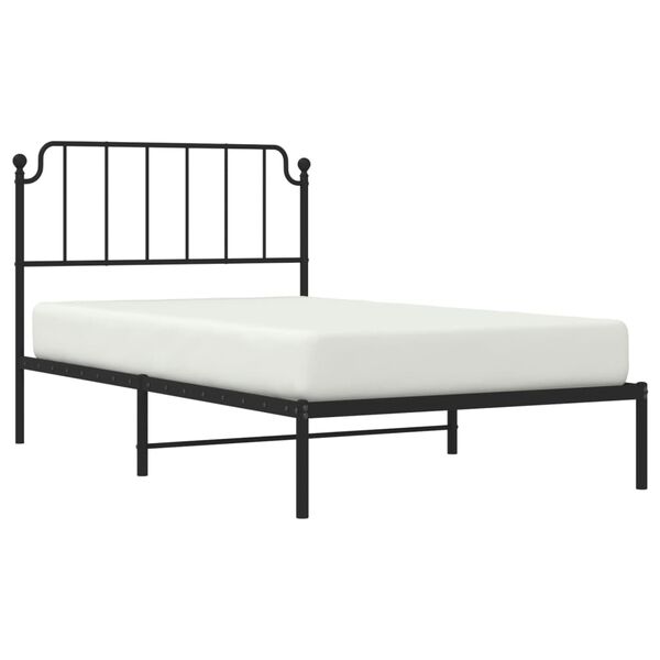 vidaXL Cadre de lit m&eacute;tal sans matelas avec t&ecirc;te de lit noir 107x203cm