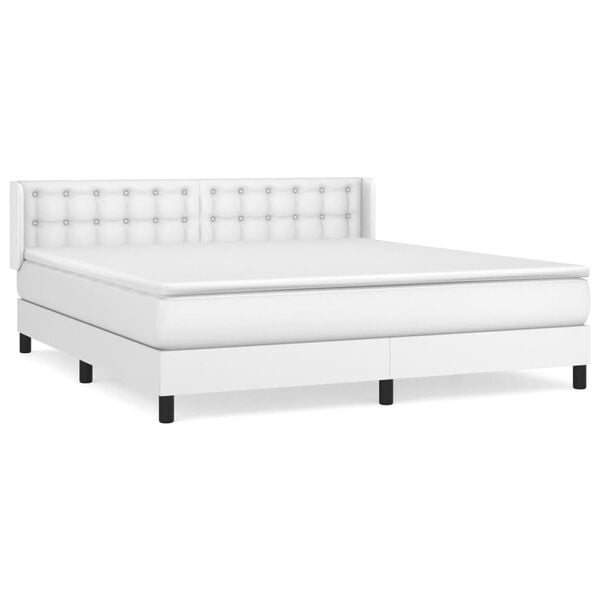 vidaXL Sommier &agrave; lattes de lit avec matelas Blanc 180x200cm Similicuir