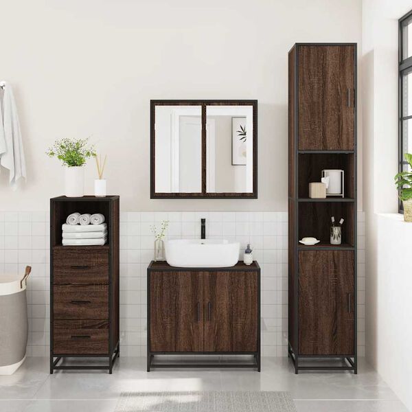 vidaXL Armoire de bain ch&ecirc;ne marron 35x37,5x100 cm bois d'ing&eacute;nierie