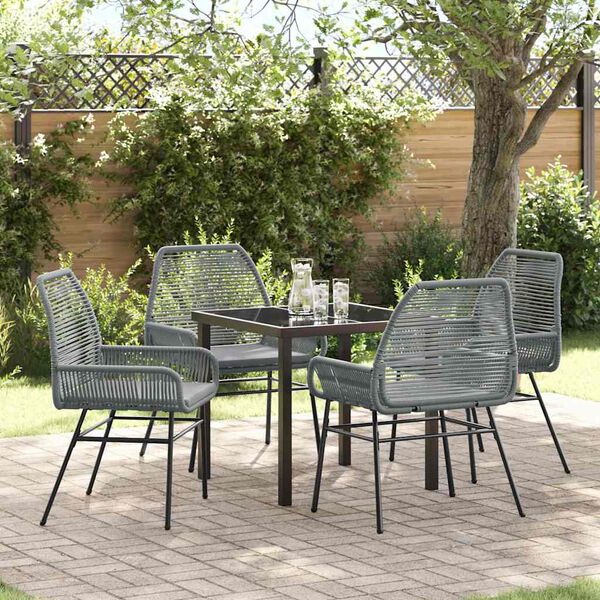 vidaXL Ensemble de salle &agrave; manger pour jardin 5 pcs Gris polyrotin