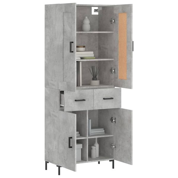 vidaXL Buffet haut Gris béton 69,5x34x180 cm Bois d'ingénierie