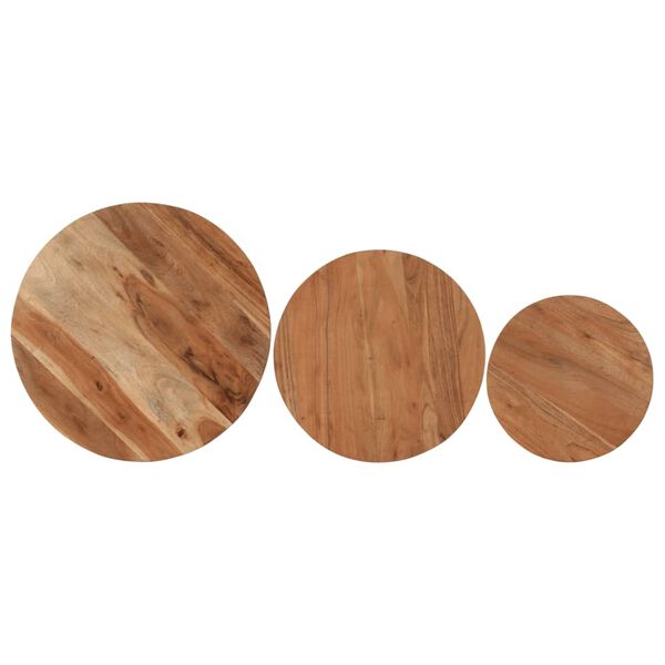 vidaXL Tables basses gigognes 3 pcs bois massif d'acacia et fer