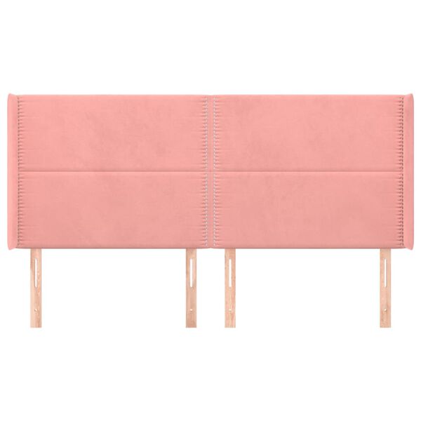 vidaXL T&ecirc;te de lit avec oreilles Rose 203x16x118/128 cm Velours