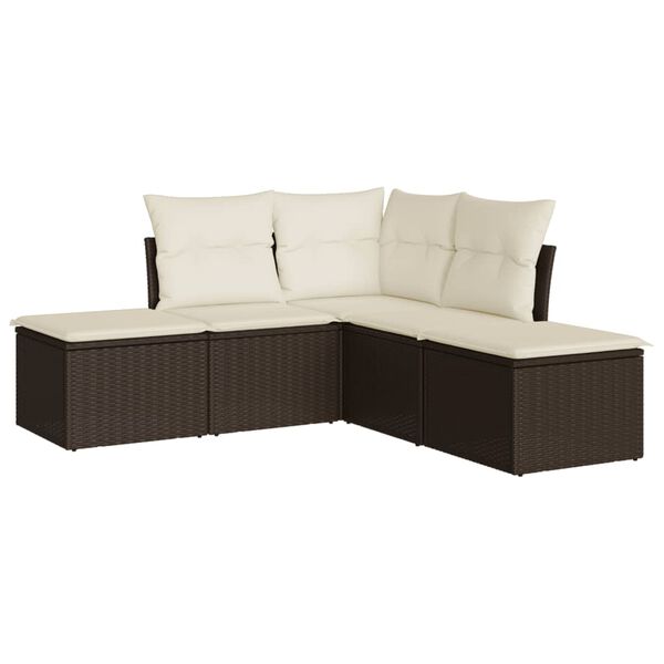 vidaXL Salon de jardin avec coussins 5 pcs marron r&eacute;sine tress&eacute;e
