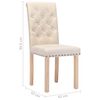 vidaXL Chaises &agrave; manger lot de 2 cr&egrave;me tissu