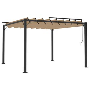 vidaXL Tonnelle avec toit &agrave; persienne 3x3 m Taupe Tissu et aluminium