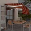 vidaXL Auvent manuel r&eacute;tractable avec store LED 4x3 m Orange et marron