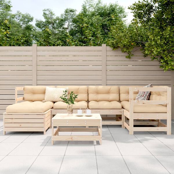 vidaXL Salon de jardin 7 pcs bois de pin massif