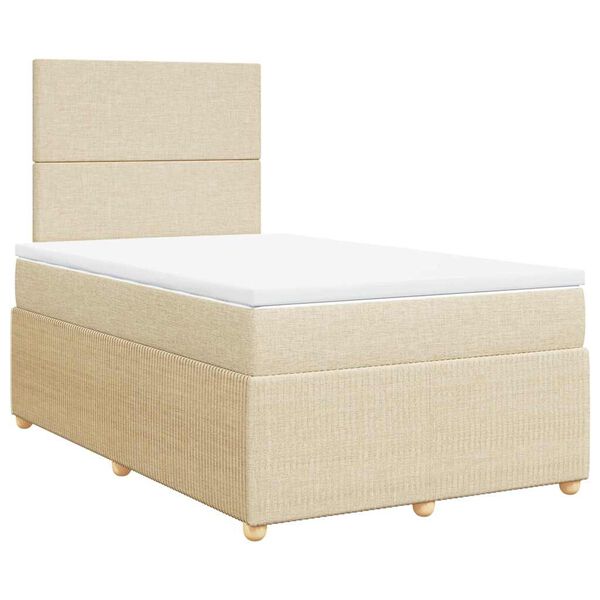 vidaXL Sommier &agrave; lattes de lit avec matelas Cr&egrave;me 120x200 cm Tissu